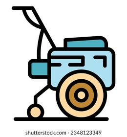 Combine cultivator icon outline vector. Farm machine. Agriculture equipment color flat