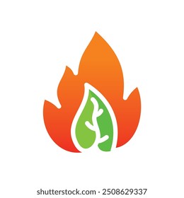 Eine Kombination aus Feuer und Blatt einfach und elegant