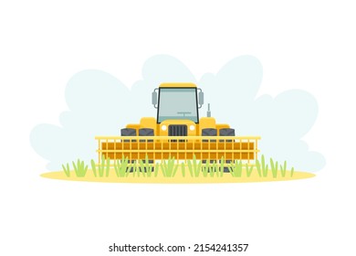 Combine harvester agricultural farming machinery vector illustration on white background