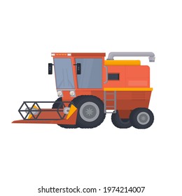 Combine harvester. Agricultural machinery, vector illustration