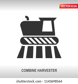 combine harvester black vector icon on white background