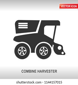 combine harvester black vector icon on white background