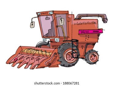 combine harvester - cartoon
