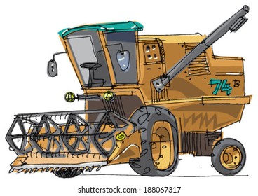 combine harvester - cartoon