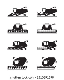 Combine harvester in different perspective - vector illustration