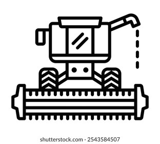 Combinar o ícone do equipamento agrícola da colheitadeira, ilustração vetorial. Traçado editável
