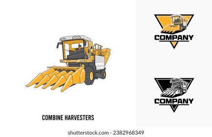 Combine Harvester heavy equipment illustration, Combine Harvester heavy equipment Logo Badge Template vector