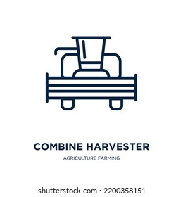 combine harvester icon from agriculture farming and gardening collection. Thin linear combine harvester, agricultural, combine outline icon isolated on white background. Line vector combine harvester svg