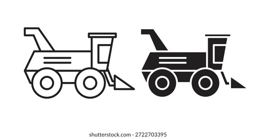 Combine el icono de la cosechadora Ilustración vectorial aislada. Pictograma de Vector para Web y App