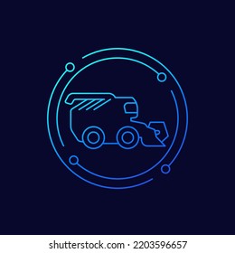 combine harvester icon, linear design