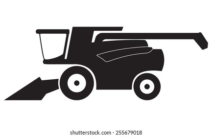 Combine harvester icon or sign isolated on white background. Vector illustration.