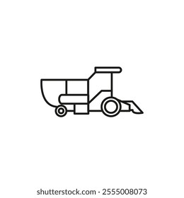 Combine harvester icon Simple thin line flat symbol