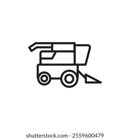 Combine harvester icon Thin line art collection