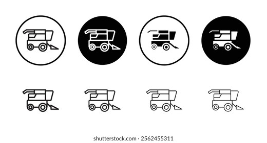 Combine harvester icon Thin line flat illustration