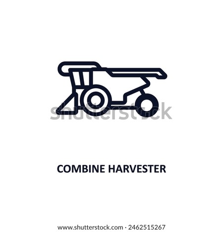 combine harvester icon. Thin line combine harvester icon from agriculture and farm collection. Outline vector isolated on white background. Editable combine harvester symbol can be used web and mobile
