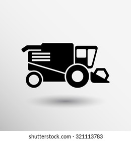 Combine harvester icon vector button logo symbol concept.