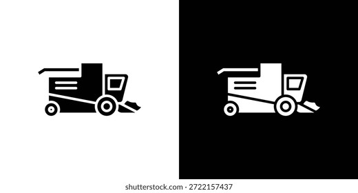 Combinar ícone de colheitadeira ilustração vetorial - ícones de vetor de estilo preto de alta qualidade