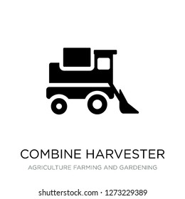 combine harvester icon vector on white background, combine harvester trendy filled icons from Agriculture farming and gardening collection, combine harvester simple element illustration
