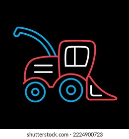 Combine harvester isolated on black background icon. Agriculture sign. Graph symbol for web site design, logo, app, UI. Vector illustration, EPS10.