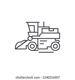 Combine harvester line icon concept. Combine harvester vector linear illustration, symbol, sign