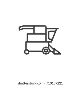 Combine harvester line icon, outline vector sign, linear style pictogram isolated on white. Symbol, logo illustration. Editable stroke