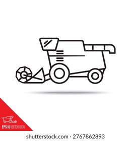 Combine harvester line icon vector