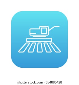 Combine harvester line icon for web, mobile and infographics. Vector white icon on the blue gradient square with rounded corners isolated on white background.