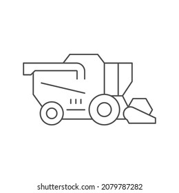 Combine harvester line outline icon