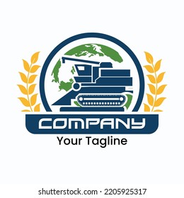 Combine harvester logo symbol. rice harvester machine, combine harvester, wheat ear harvester machine. Combine  vector logo