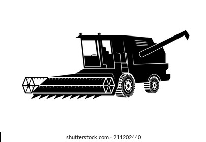 combine harvester on a white background