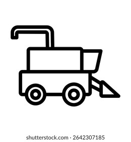 Combine Harvester  Outline bold Vector Icon which can be easily modified or Edited 