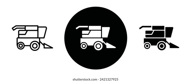 Combine harvester outline icon collection or set. Combine harvester Thin vector line art