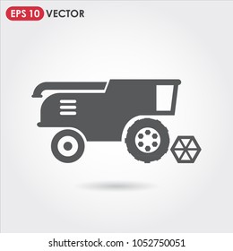 combine harvester single vector icon on light background