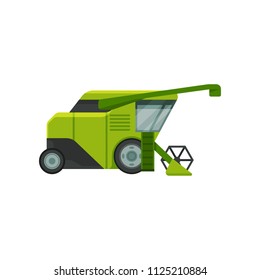 Combine harvester, stage of bread production process on a white background
