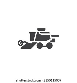Combine harvester vector icon. filled flat sign for mobile concept and web design. Agricultural machine glyph icon. Symbol, logo illustration. Vector graphics