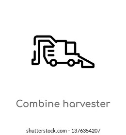 combine harvester vector line icon. Simple element illustration. combine harvester outline icon from agriculture farming concept. Can be used for web and mobile
