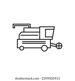 Combine harvester vector line icon illustration
