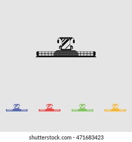 Combine harvester vector silhouette. Simple icon