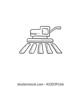 Combine harvester vector sketch icon isolated on background. Hand drawn Combine harvester icon. Combine harvester sketch icon for infographic, website or app.