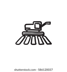 Combine harvester vector sketch icon isolated on background. Hand drawn Combine harvester icon. Combine harvester sketch icon for infographic, website or app.