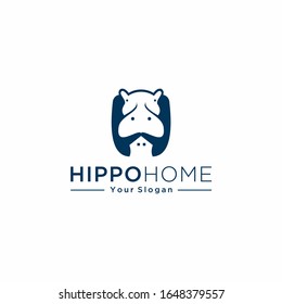 Combine Hippo and simple and home logo designs