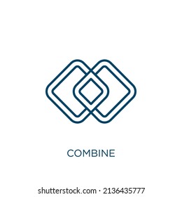 combine icon. Thin linear combine outline icon isolated on white background. Line vector combine sign, symbol for web and mobile