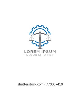 Combine Law and Gear Logo for Law firm logo design