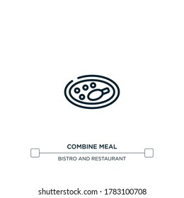 Combine meal icon. Thin line black combine meal icon, flat vector simple element illustration from editable restaurant concept isolated stroke on white background. Can be used for web and mobile

