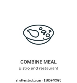 Combine meal outline vector icon. Thin line black combine meal icon, flat vector simple element illustration from editable bistro and restaurant concept isolated on white background