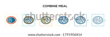 Combine meal vector icon in 6 different modern styles. Black, two colored combine meal icons designed in filled, outline, line and stroke style. Vector illustration can be used for web, mobile, ui