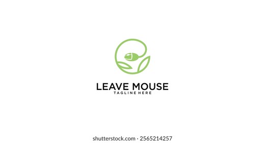 Combine mouse and leave logo design with unique concept premium vector