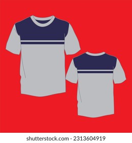 combine navy and grey round neck t-shirt vector for men
