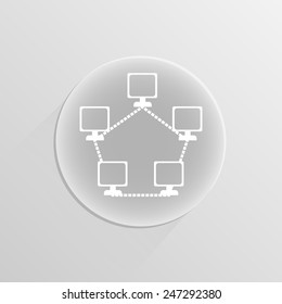 combine network icon on a white button with shadow