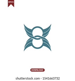 combine of Number eight and wings logo vector design
